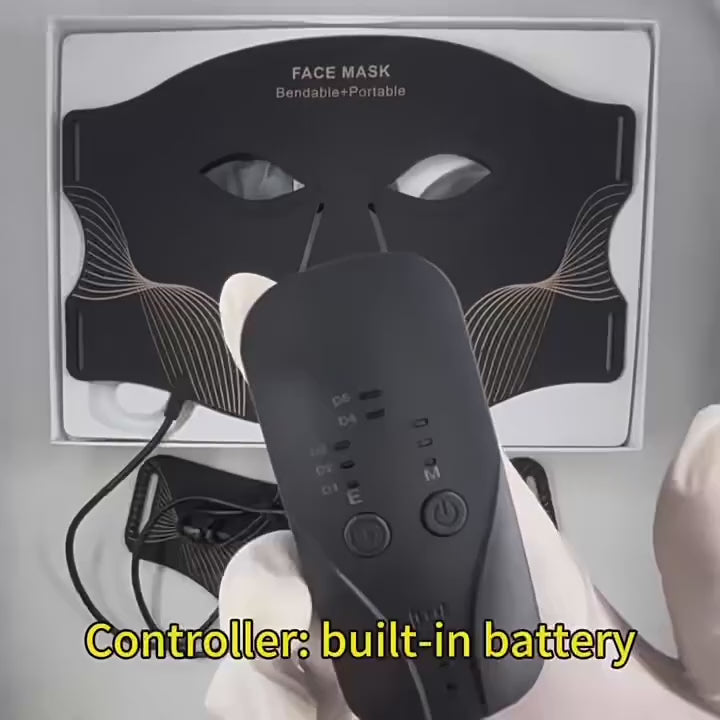 Vídeo real de la máscara LED Auroé: encendido, cambio de color y brillo